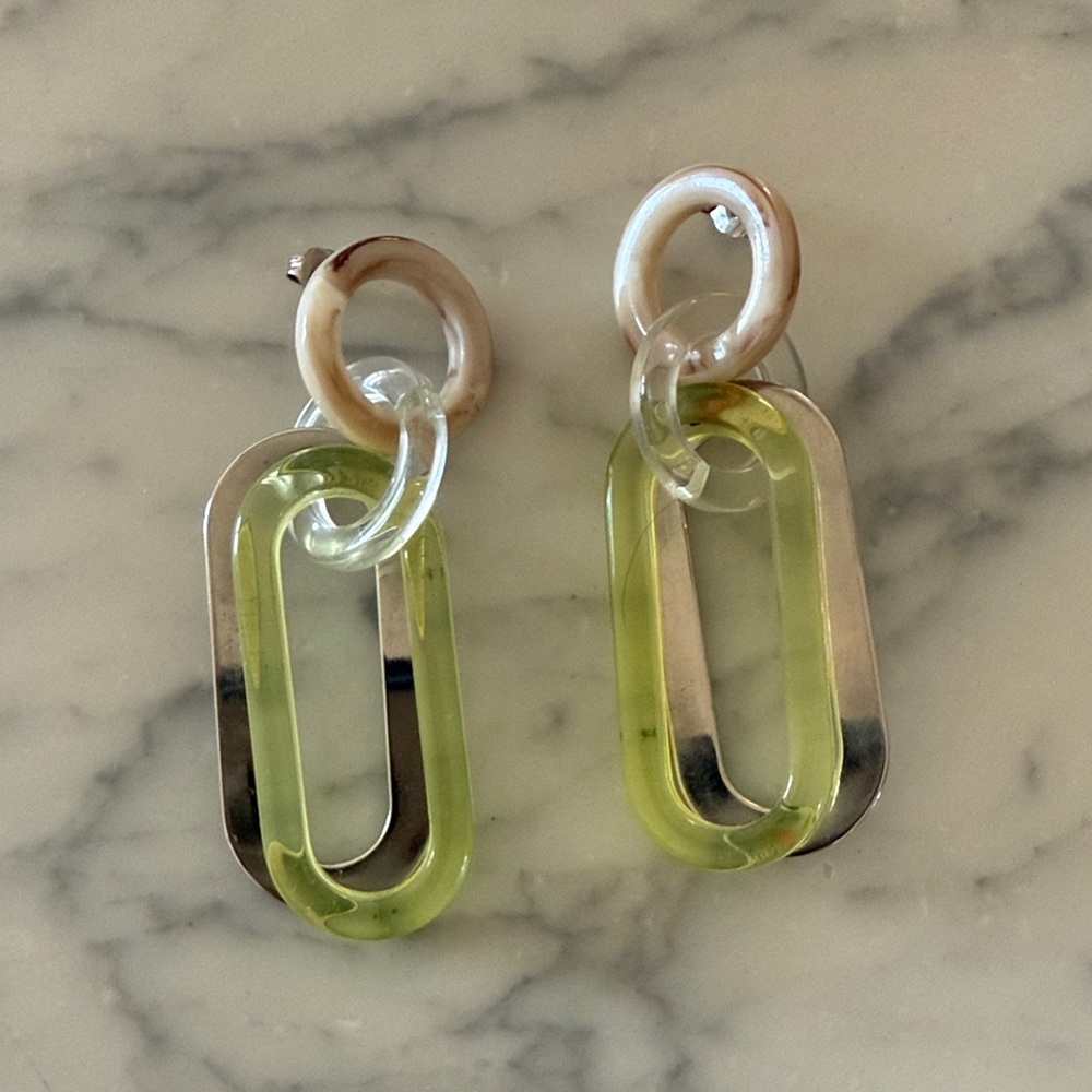 Rachel Comey Silver and Yellow Link Earrings